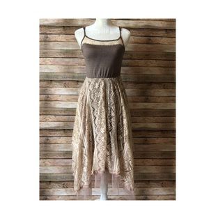 Taupe and cream lace dress